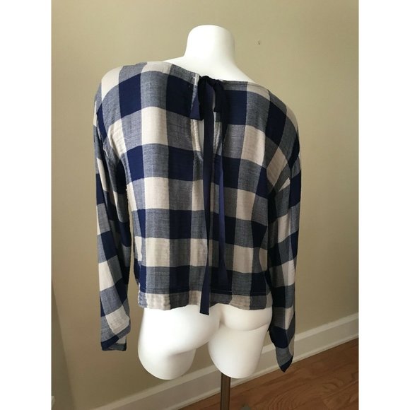 NEW CLOTH & STONE Sz M GINGHAM BELL SLEEVE TIE - Picture 8 of 11